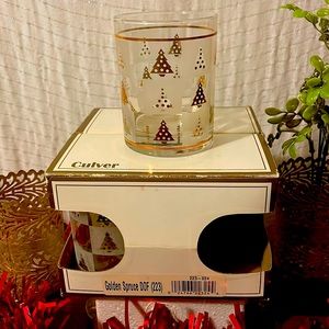 NIB..VTG..4 CT ”CULVER GOLDEN..SPRUCE” CHRISTMAS LOWBALL OLD FASHIONED GLASSES